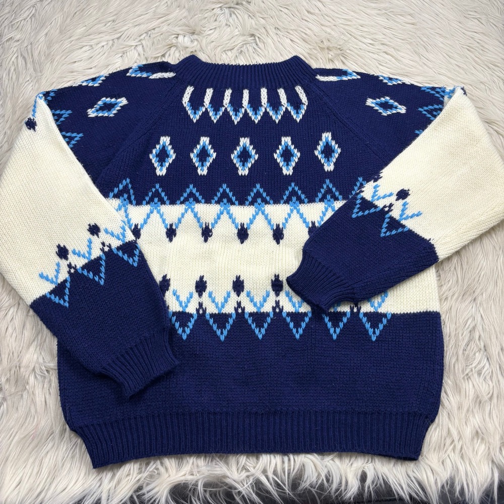 Vintage Fashion Sportswear Women's M Fair Isle Stripe Sweater Skiing Winter